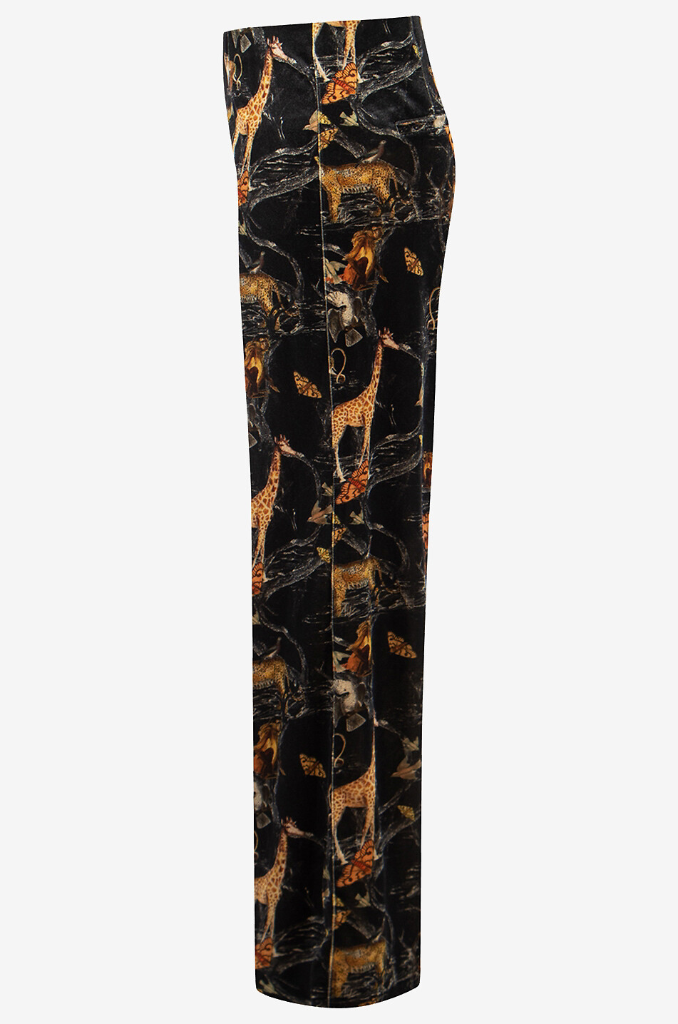 Kimberly animal printed velvet wide-leg trousers