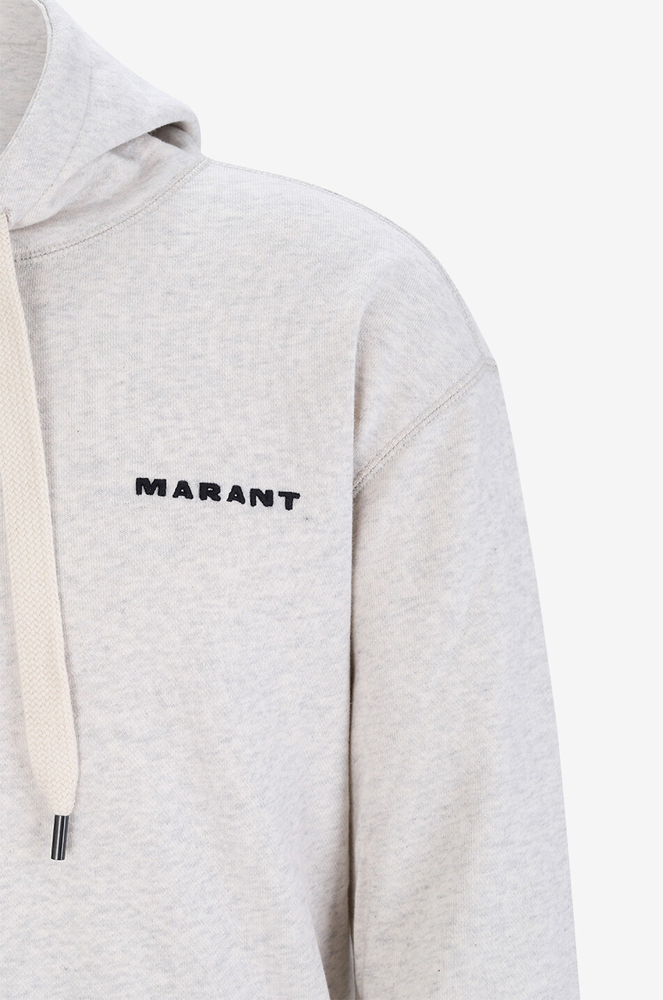 ISABEL MARANT Sweat-shirt à capuche chiné brodé logo Marcello Homme BLANC CASSE 3