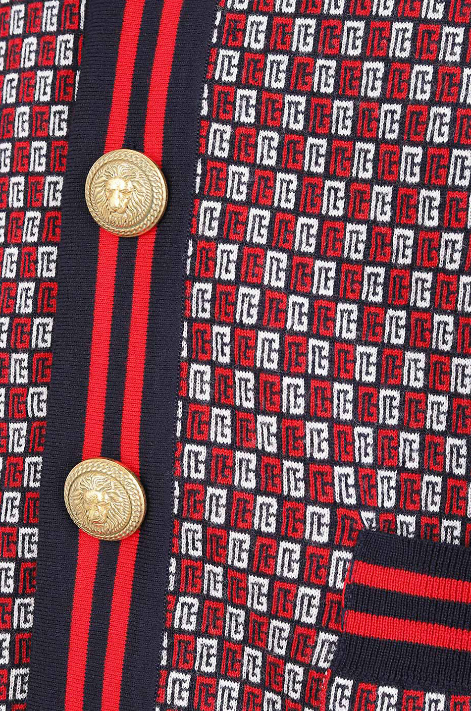 BALMAIN Cardigan jacquard à col V en laine Monogramme Homme BLEU FONCE 3