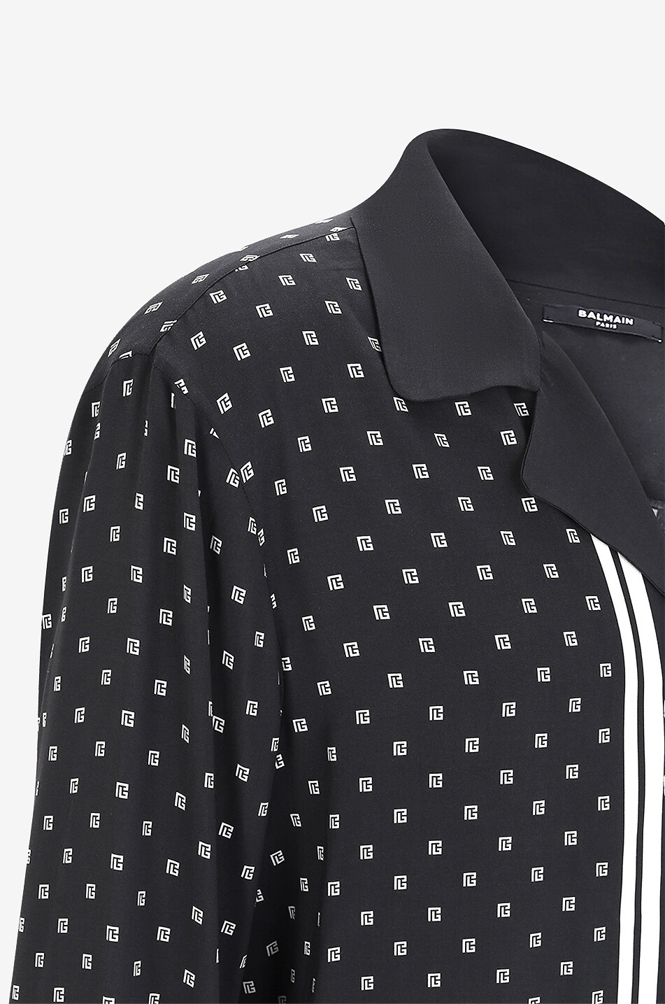BALMAIN Scarf print adorned fluid long-sleeved shirt Men Colourless 3