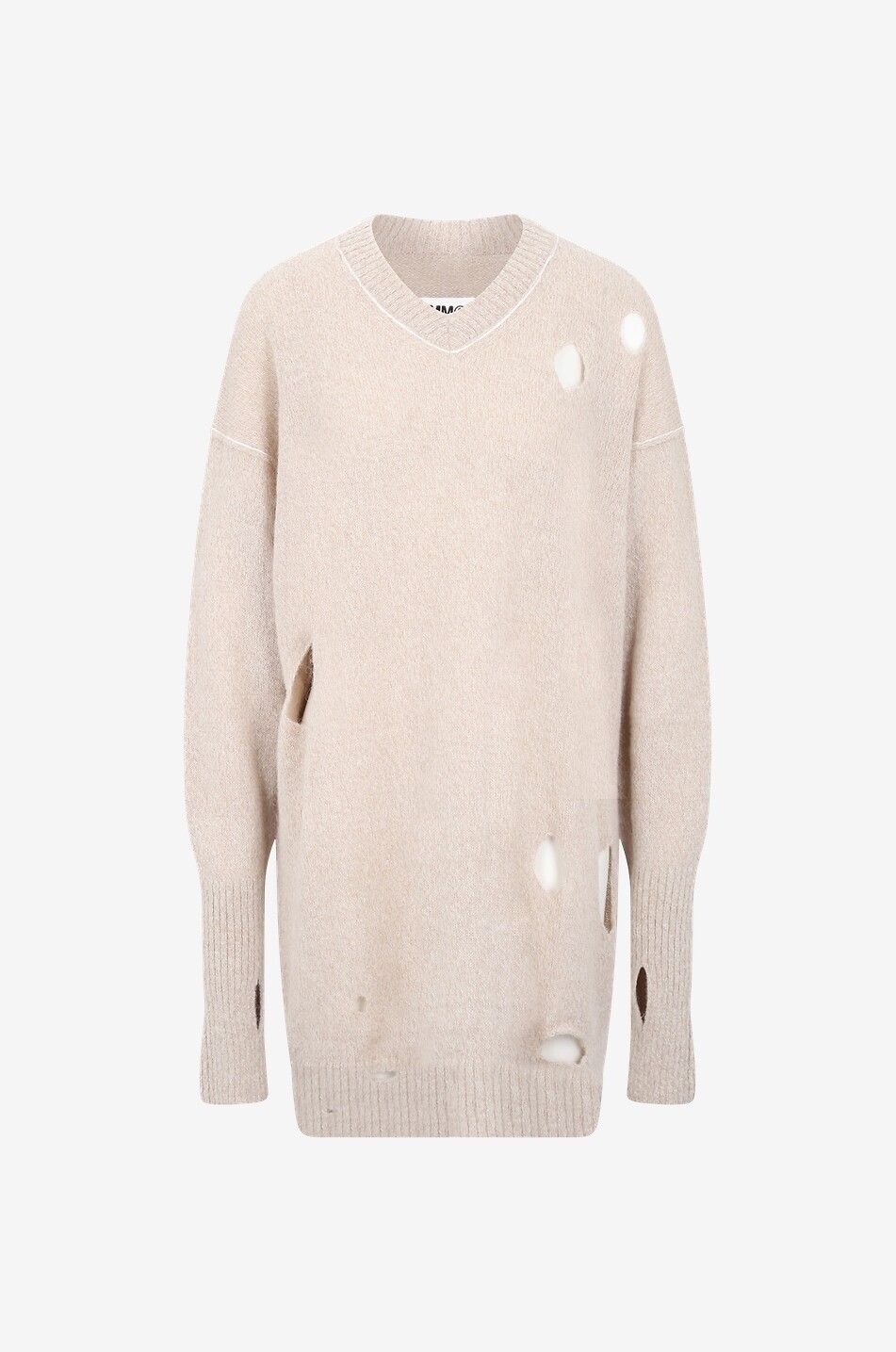 MM6 Robe pull courte en laine d'alpaga Femme BEIGE 1