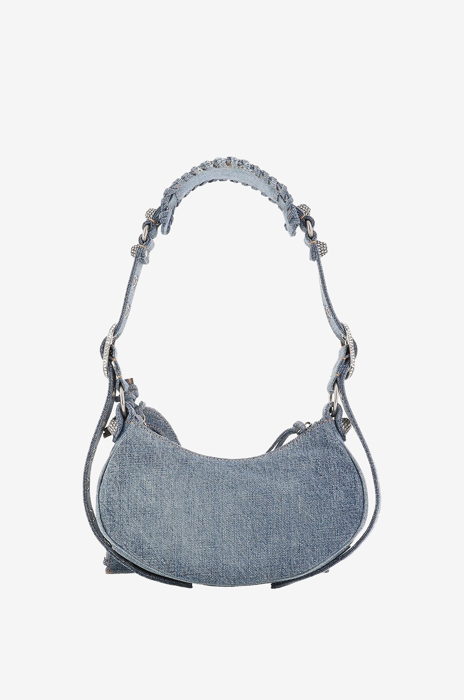 BALENCIAGA Le Cagole XS distressed denim shoulder bag Women BLUE 3
