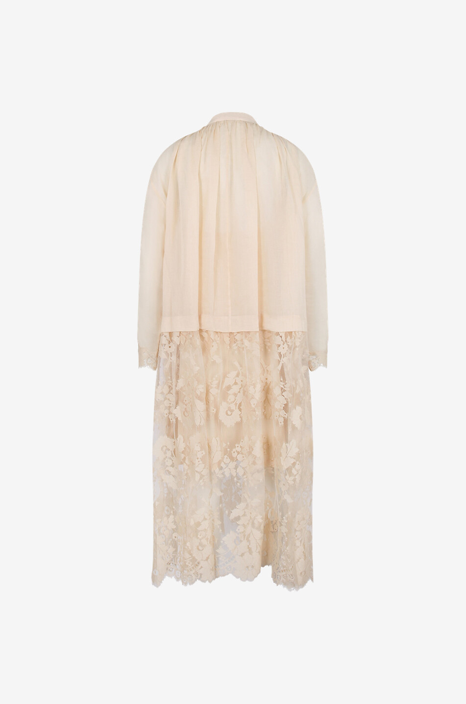 ZIMMERMANN Chemise longue bi-matière Luminosity Lace Femme BLANC CASSE 2