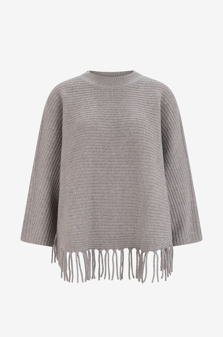HEMISPHERE Gefranster horizontal gerippter Woll- und Kaschmirpulli Damen HELLES KHAKI 1
