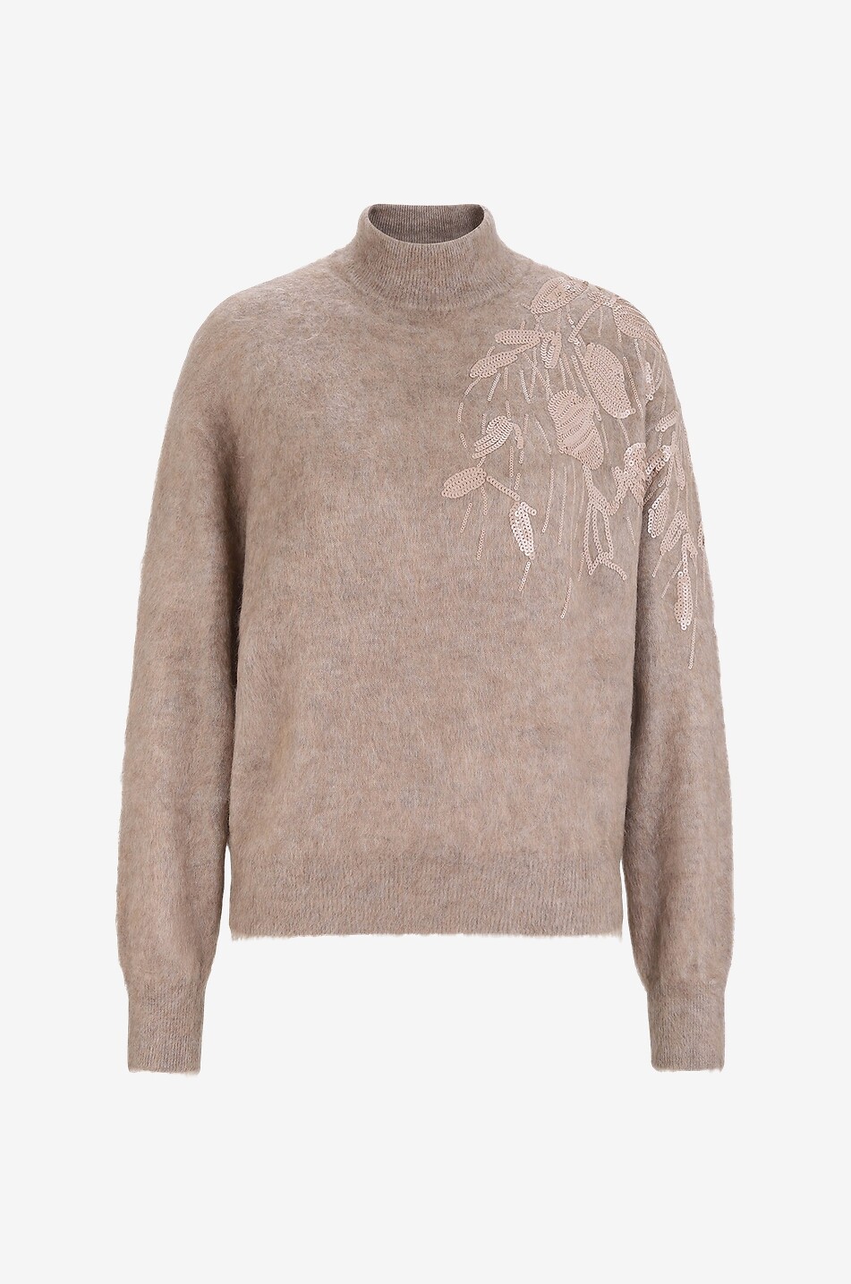BRUNELLO CUCINELLI Shiny Foliage embroidered mohair jumper Women CAMEL 1