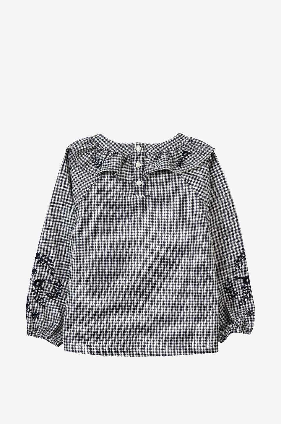 TARTINE ET CHOCOLAT Girl's gingham check ruffle blouse Girl DARK BLUE 2