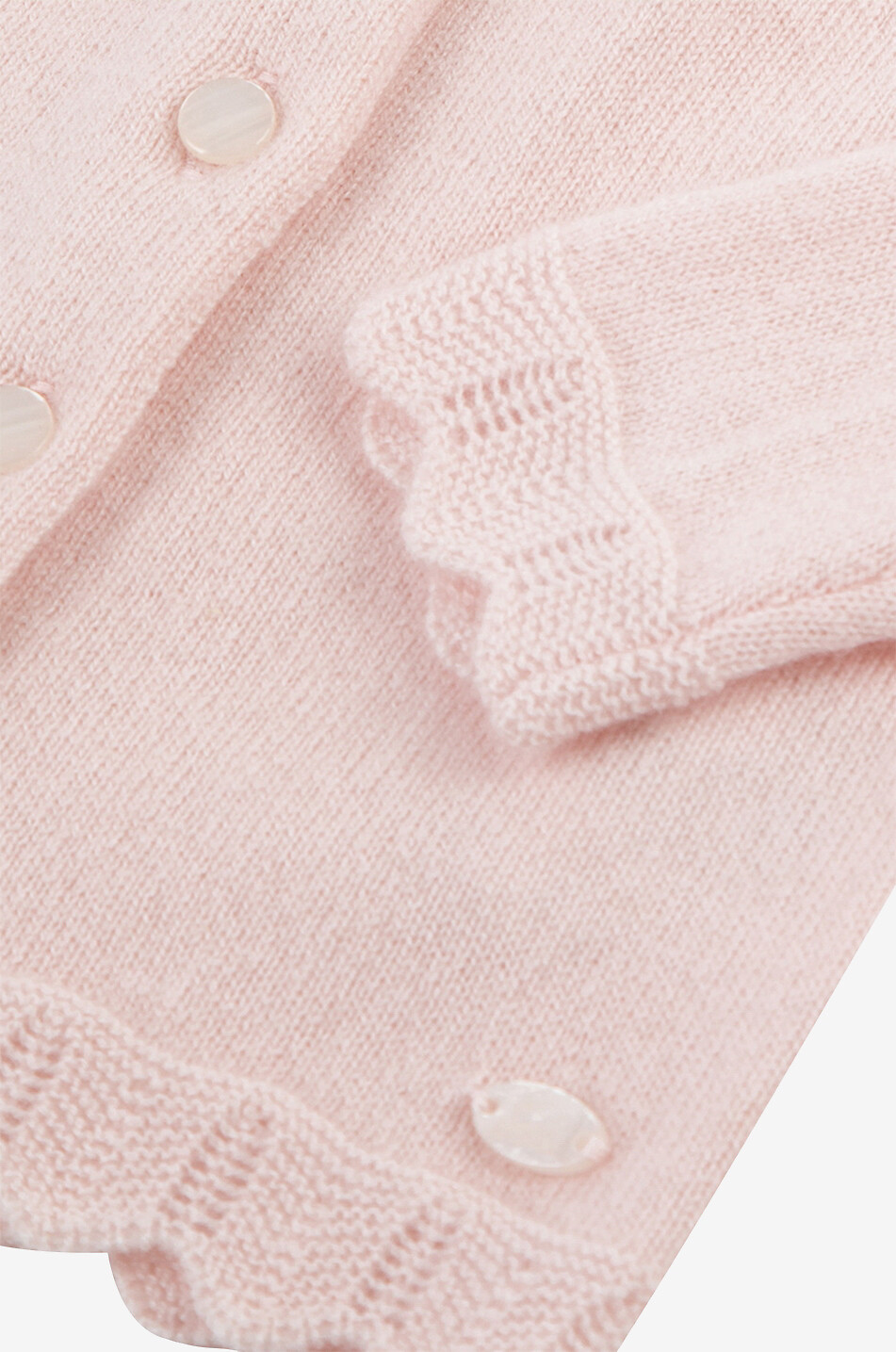 Cashmere baby cardigan with scallops