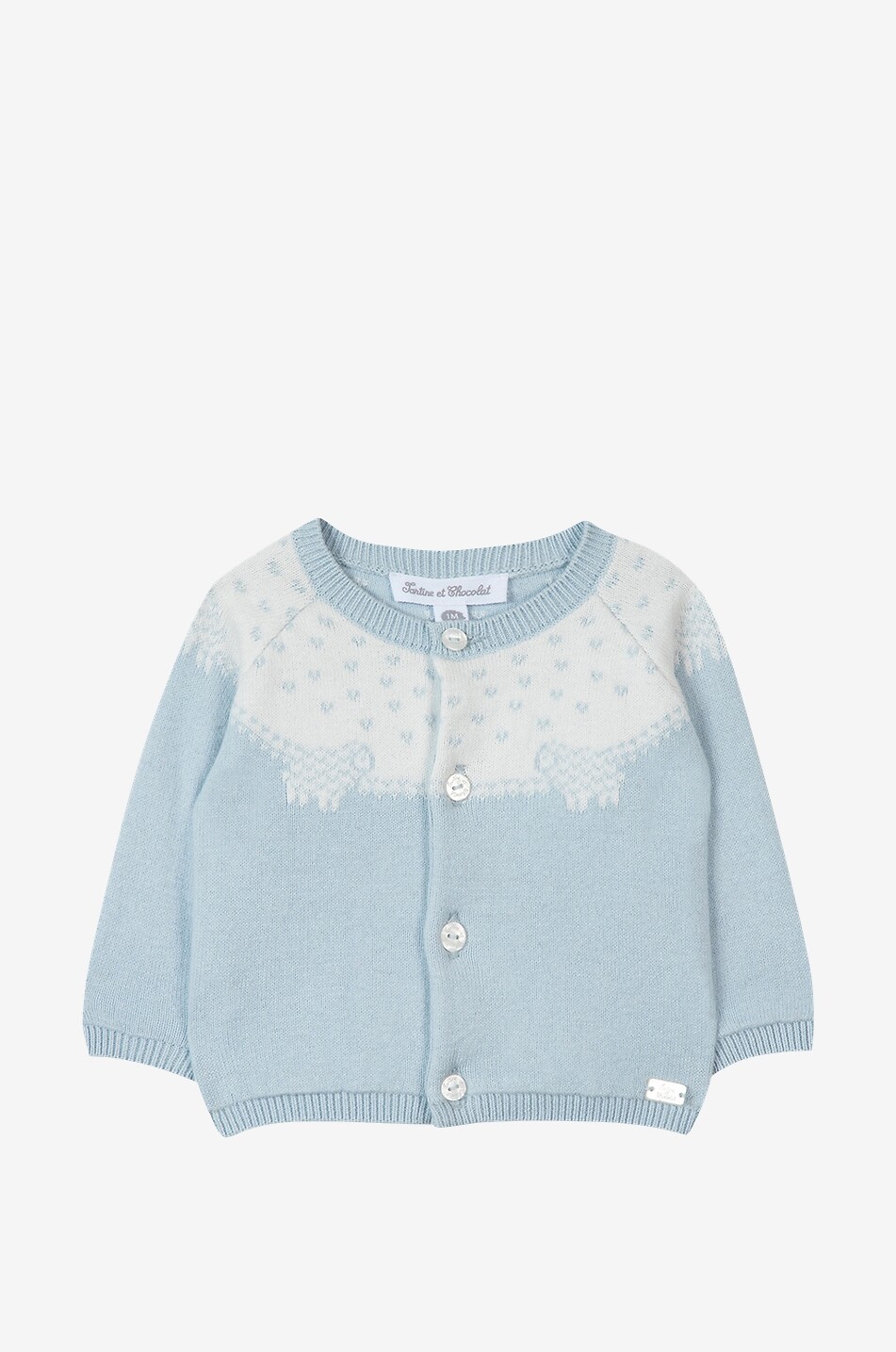 TARTINE ET CHOCOLAT Sheep jacquard baby cardigan Baby BLUE 1