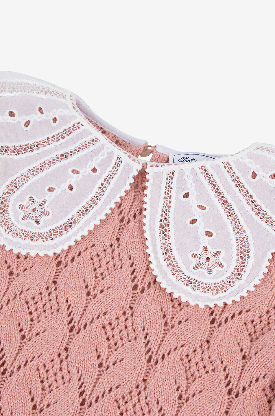 Girl's openwork jumper with flower collar