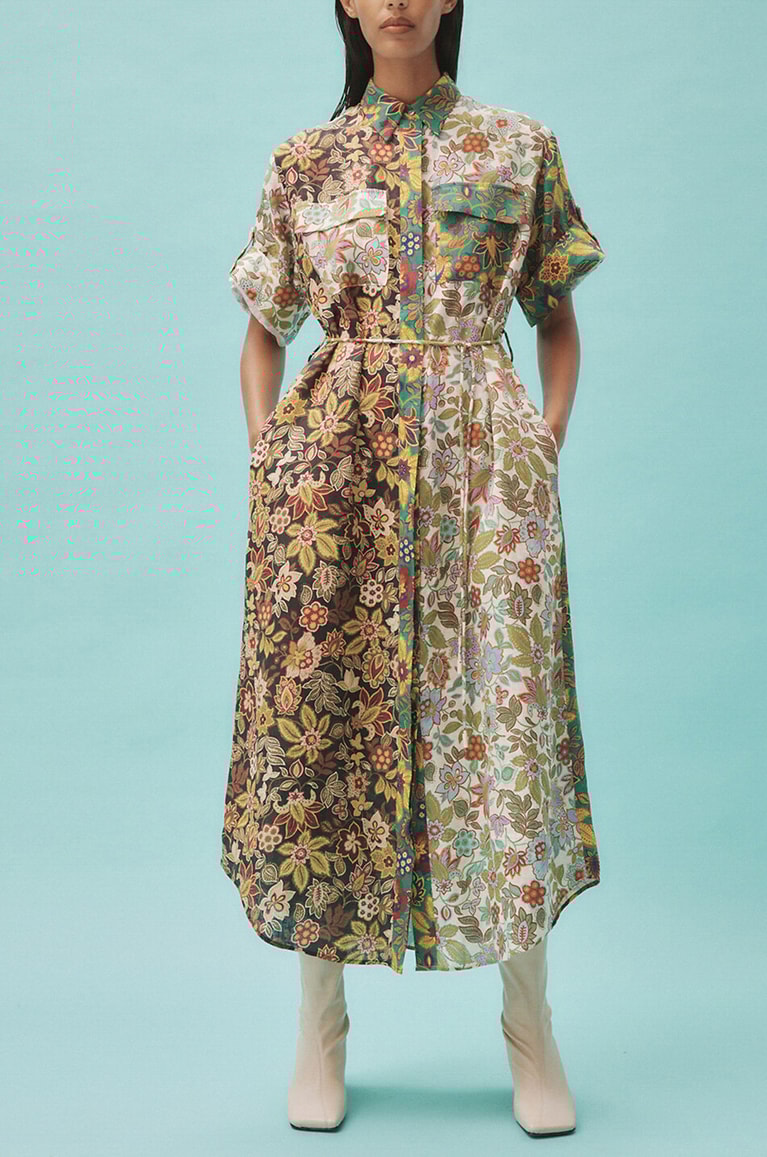 ALEMAIS Isabella Patchwork floral midi linen shirt dress Women MULTI COLOURED 2