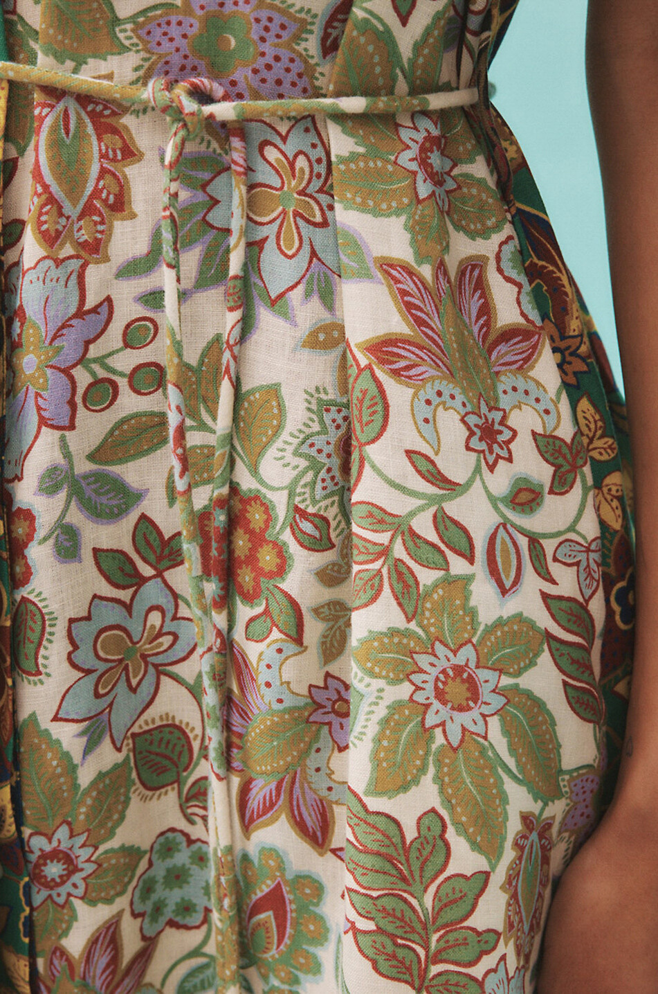 ALEMAIS Robe chemise midi en lin fleuri Isabella Patchwork Femme MULTICOLORE 6