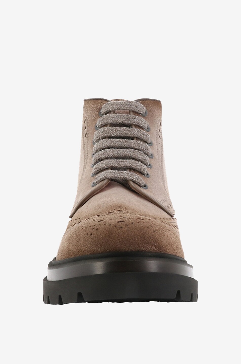 Perforated vintage suede lace-up boots