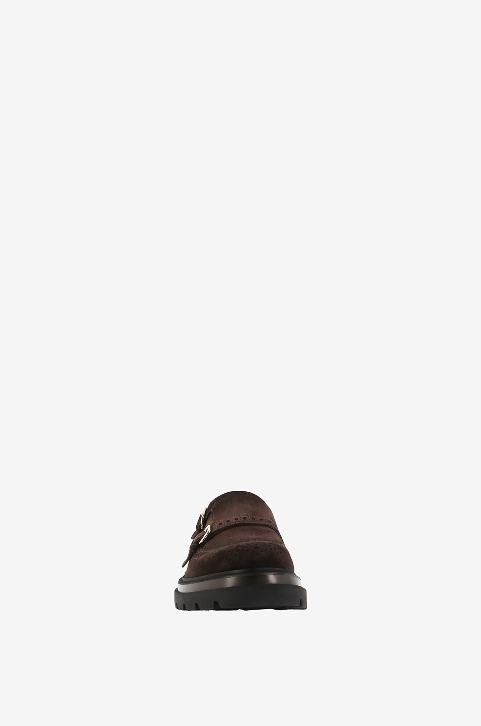 Chaussures à double boucle en daim perforé