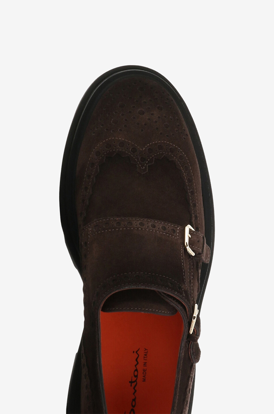 Chaussures à double boucle en daim perforé
