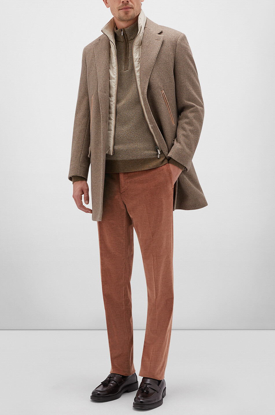 Cashmere three-quarter length coat