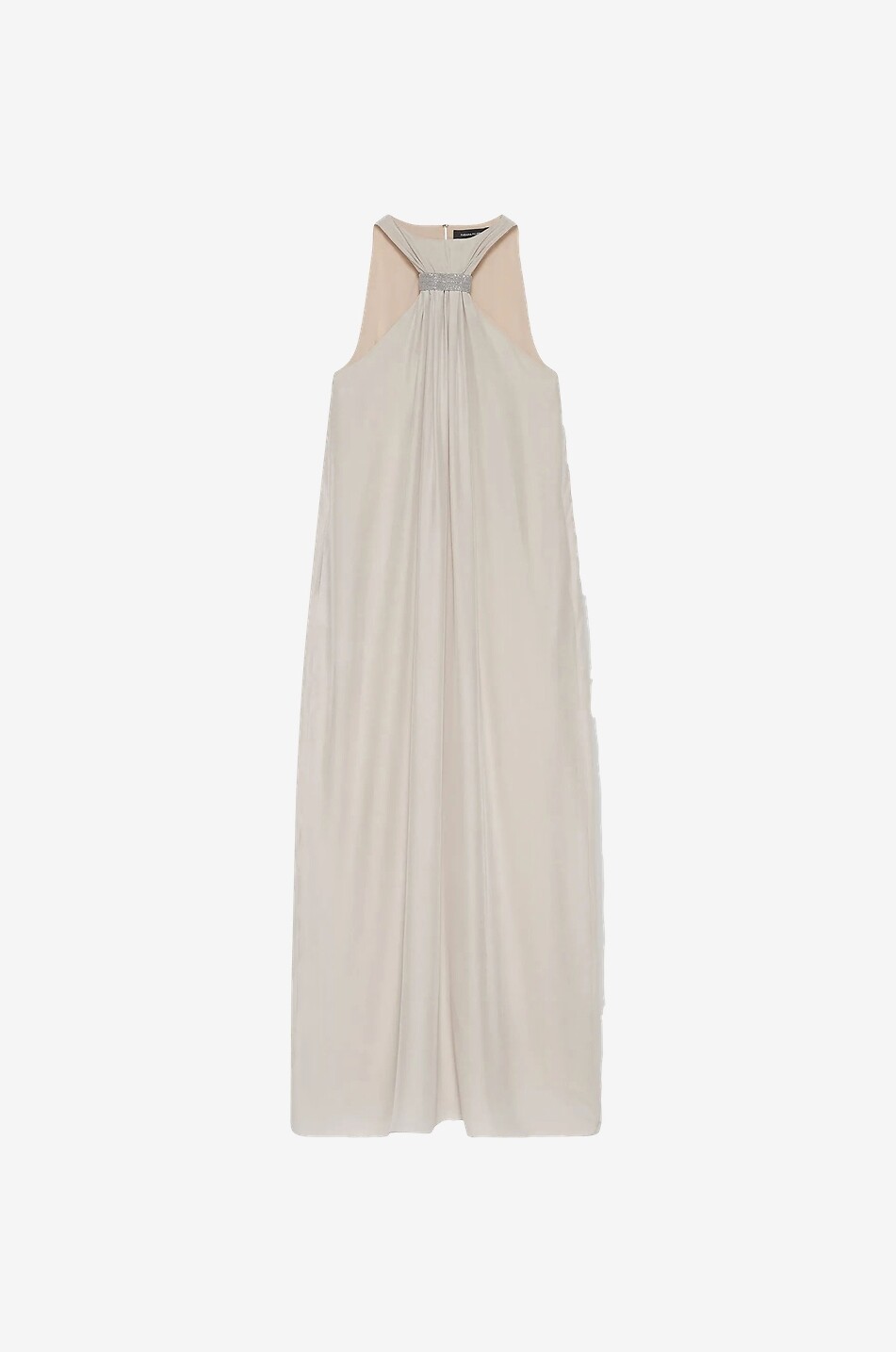 Langes ärmelloses Kleid aus Seidenmix-Crêpe