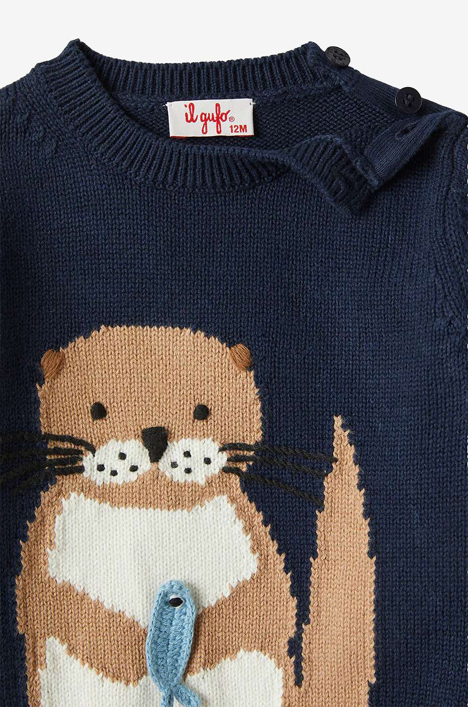 IL GUFO Baby-Jacquardpullover mit Ottermotiv Baby BLAU 3