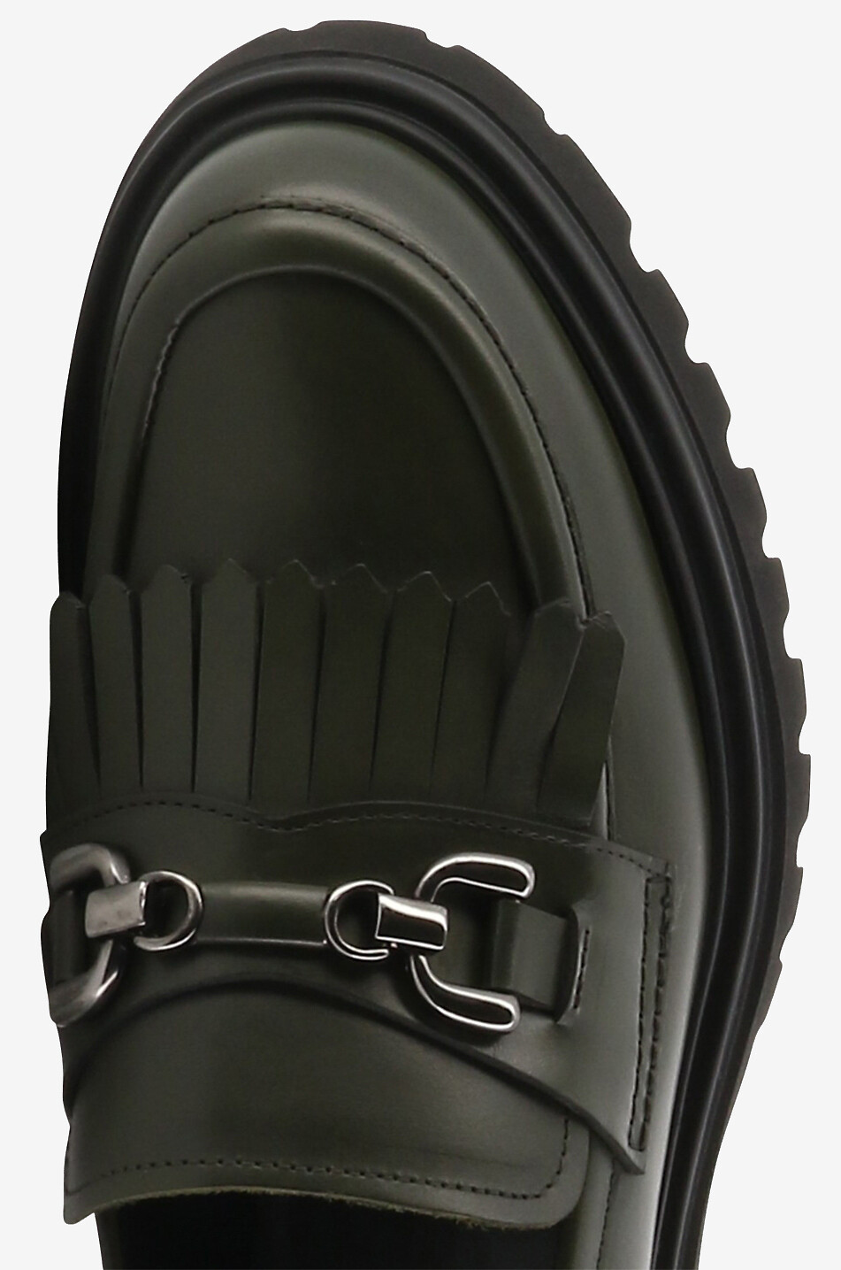 BONGENIE Mocassins à franges en cuir lisse Wau Femme VERT FONCÉ 5