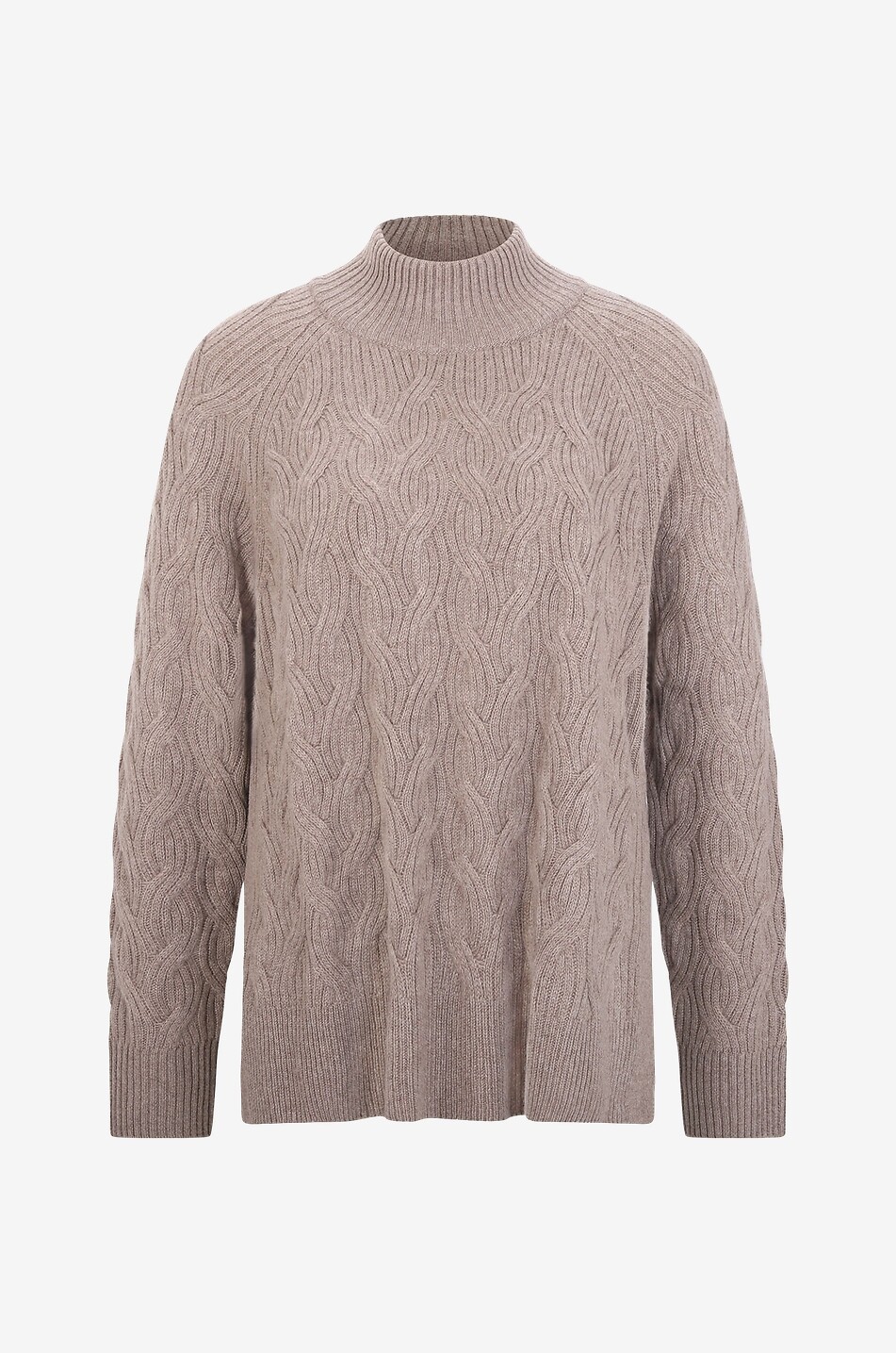 Zopfstrickpullover aus Kaschmir mit Trichterkragen