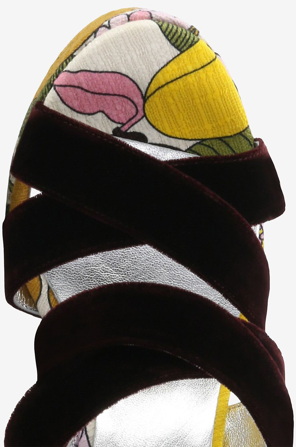LA DOUBLEJ Medal Big Flower velvet wedge sandals Women MULTI COLOURED 5