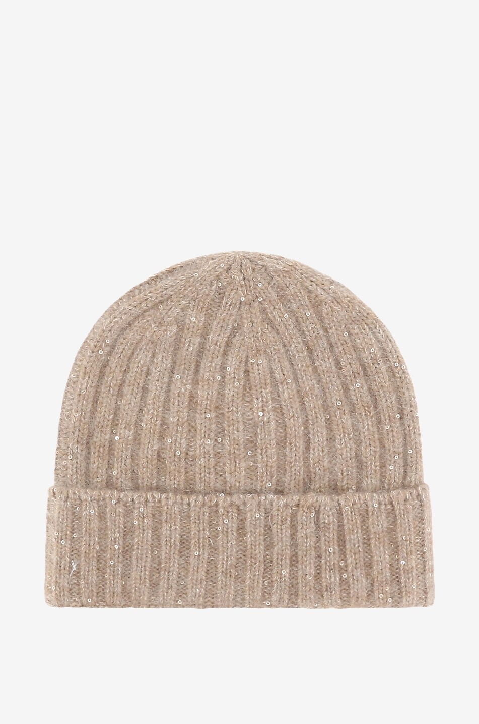 FABIANA FILIPPI Sequin adorned fluffy rib knit beanie Women Light beige 1