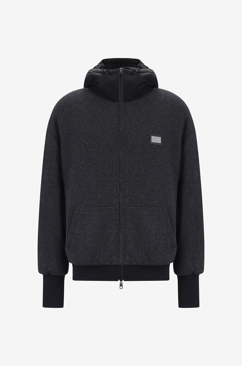 Wattierte Strick-Bomberjacke mit Nylon-Kapuze