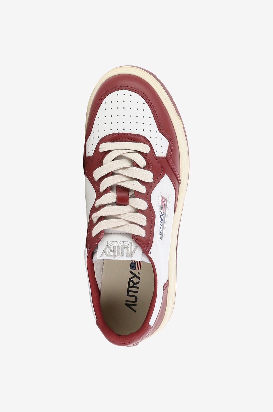 AUTRY Baskets basses en cuir blanc et bordeaux Medalist Femme ROSE FONCÉ 5