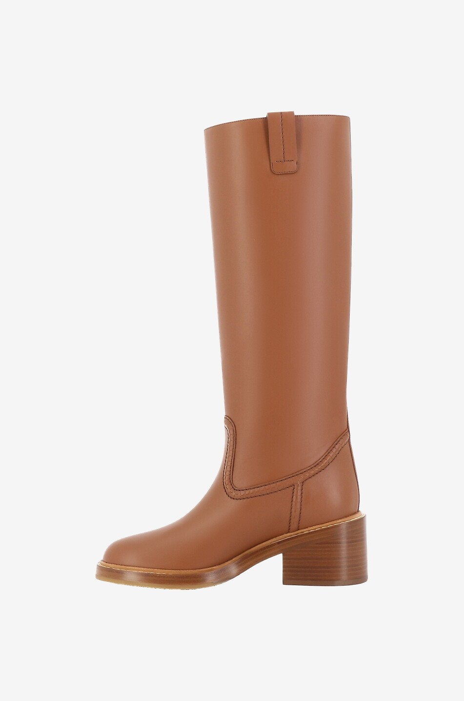 CHLOE Bottes en cuir lisse à talon carré Mallo 60 Femme MARRON 4