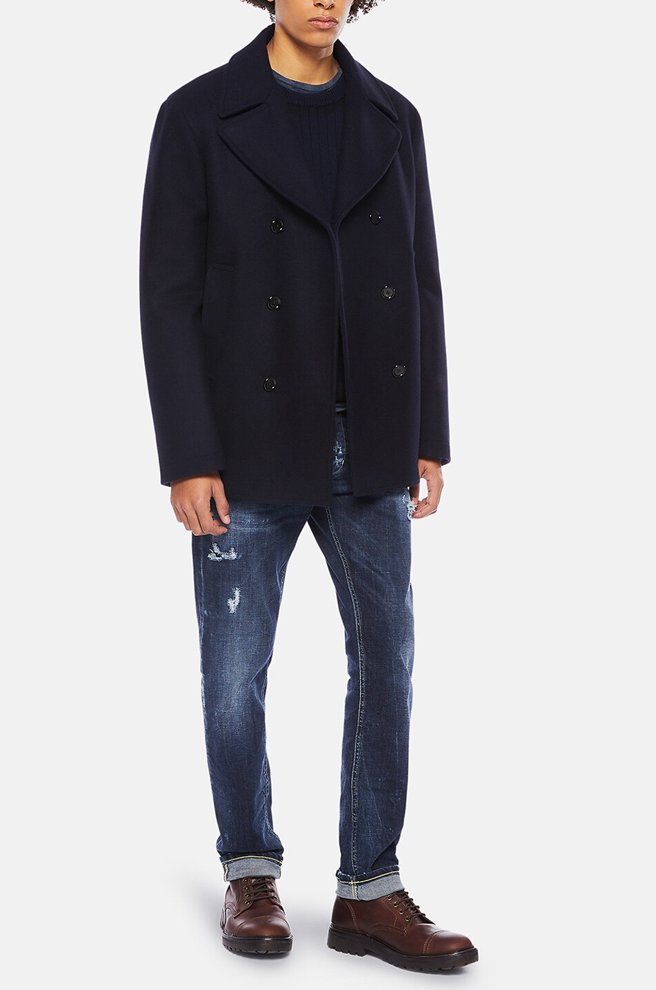 DONDUP Double-breasted wool peacoat Men Colourless 4