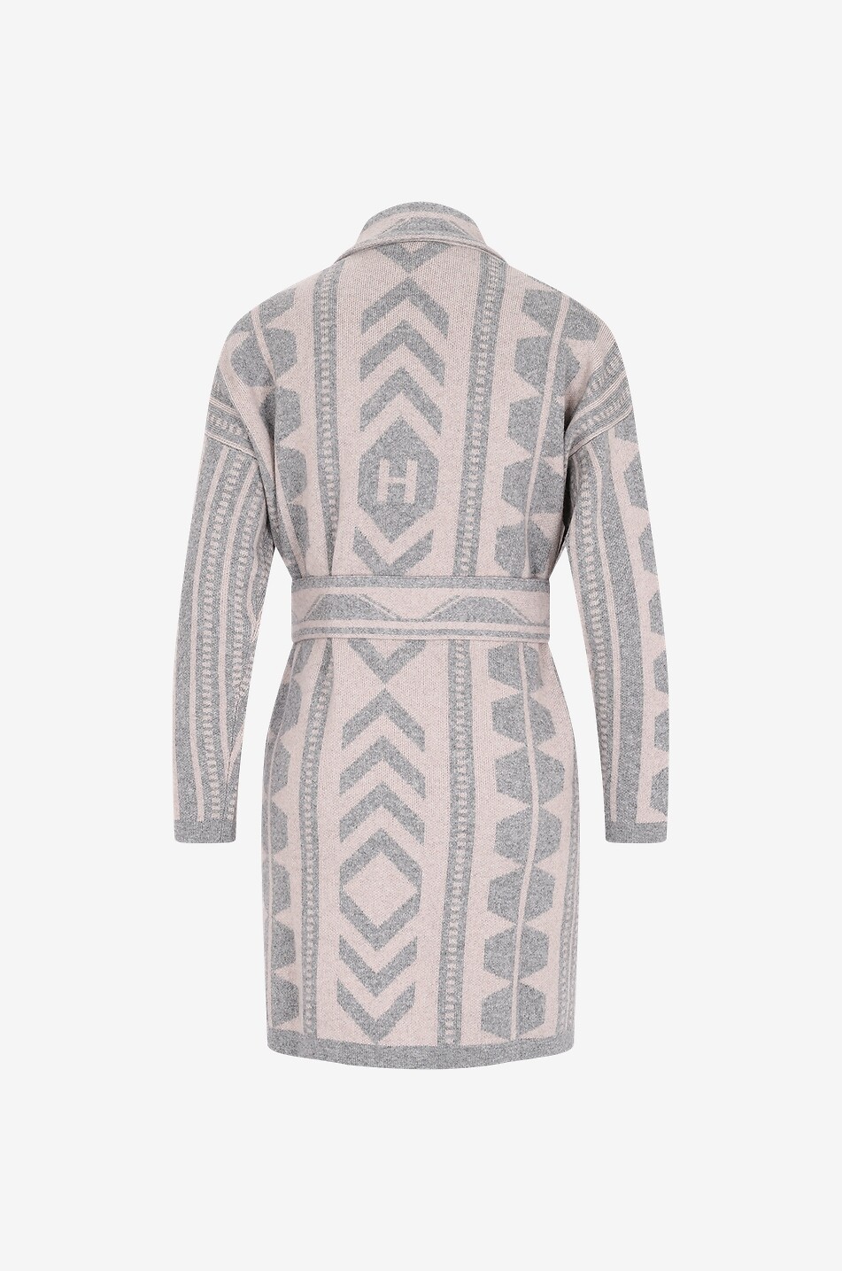 Cardigan jacquard à motifs ethniques et ceinture