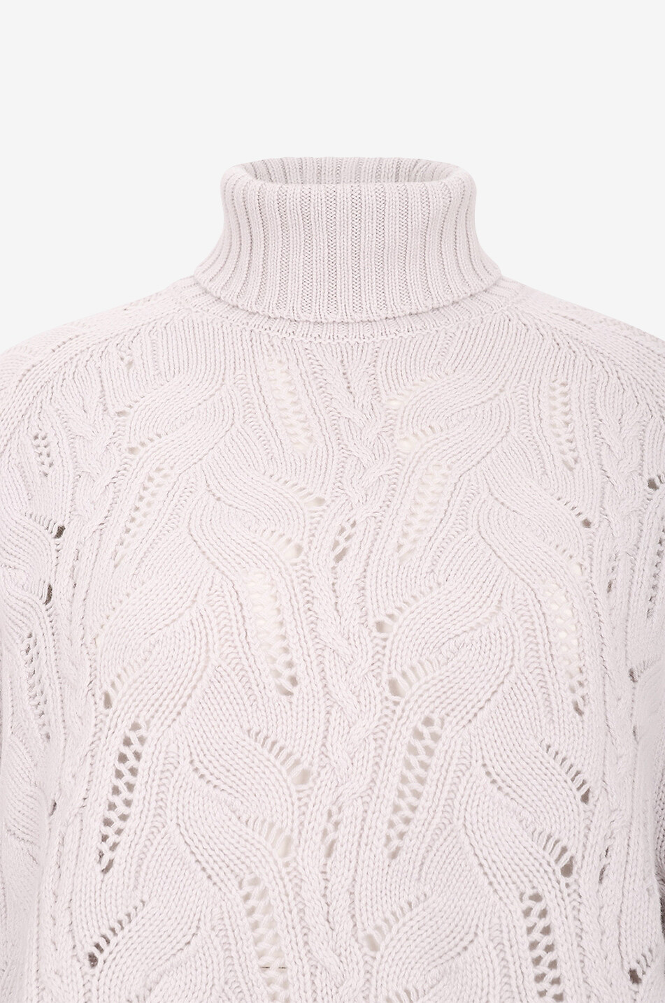 GRAN SASSO Openwork and cable-knit loose turtleneck jumper Women Light beige 3