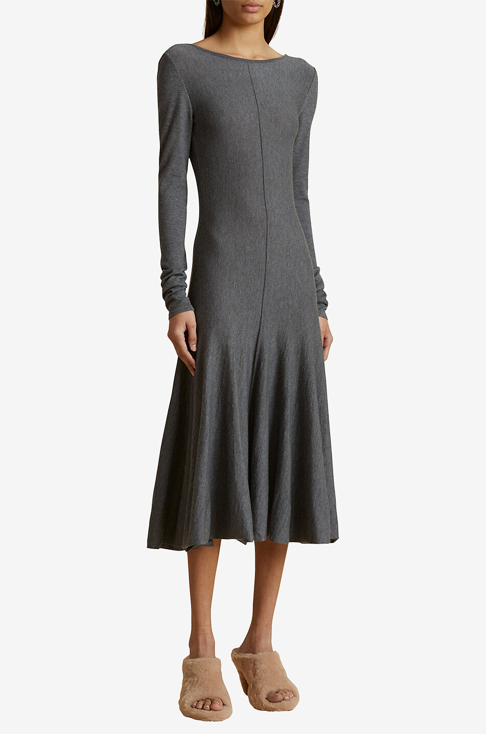 KHAITE Ausgestelltes Midi-Strickkleid Dany Damen GRAU 3