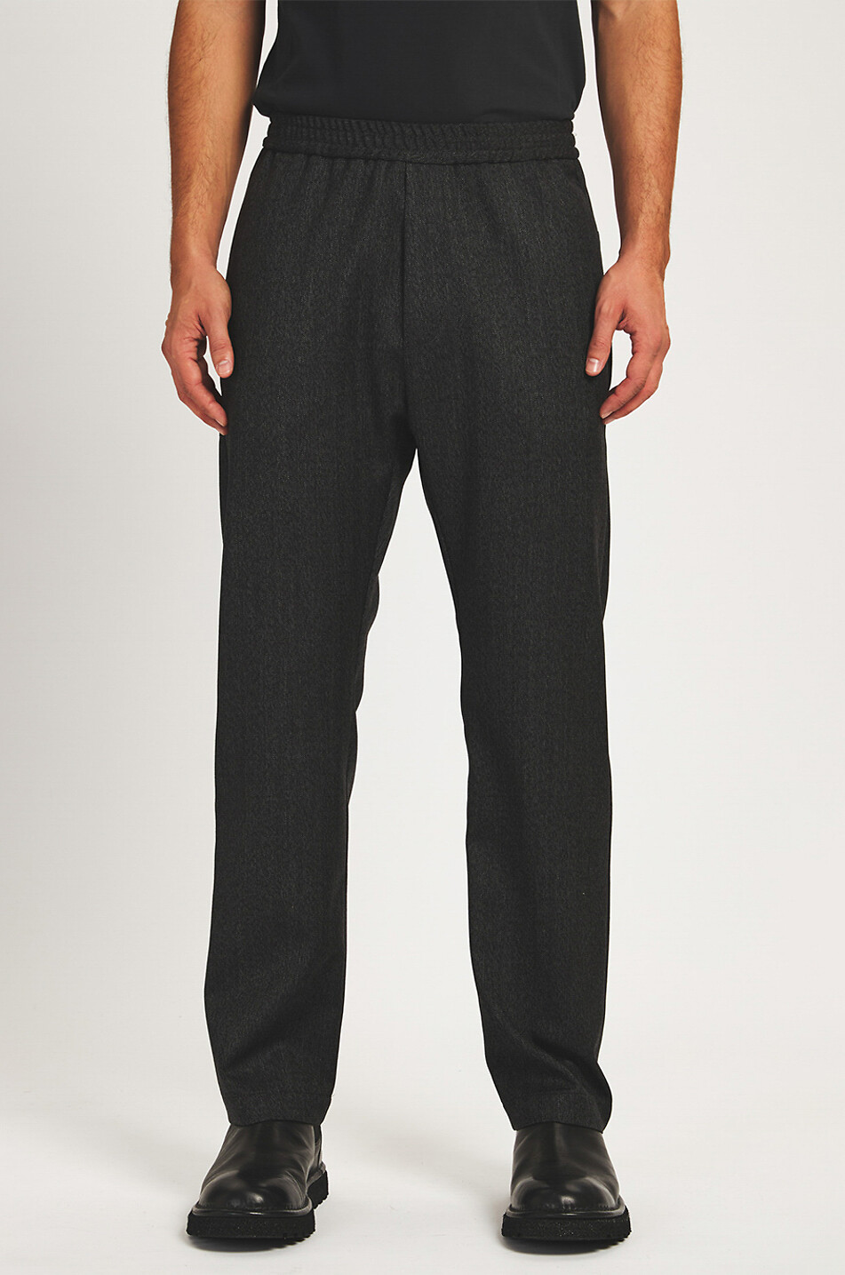 BARENA VENEZIA Pantalon droit coupe jogger à chevrons Bativoga Position Homme GRIS FONCÉ 4