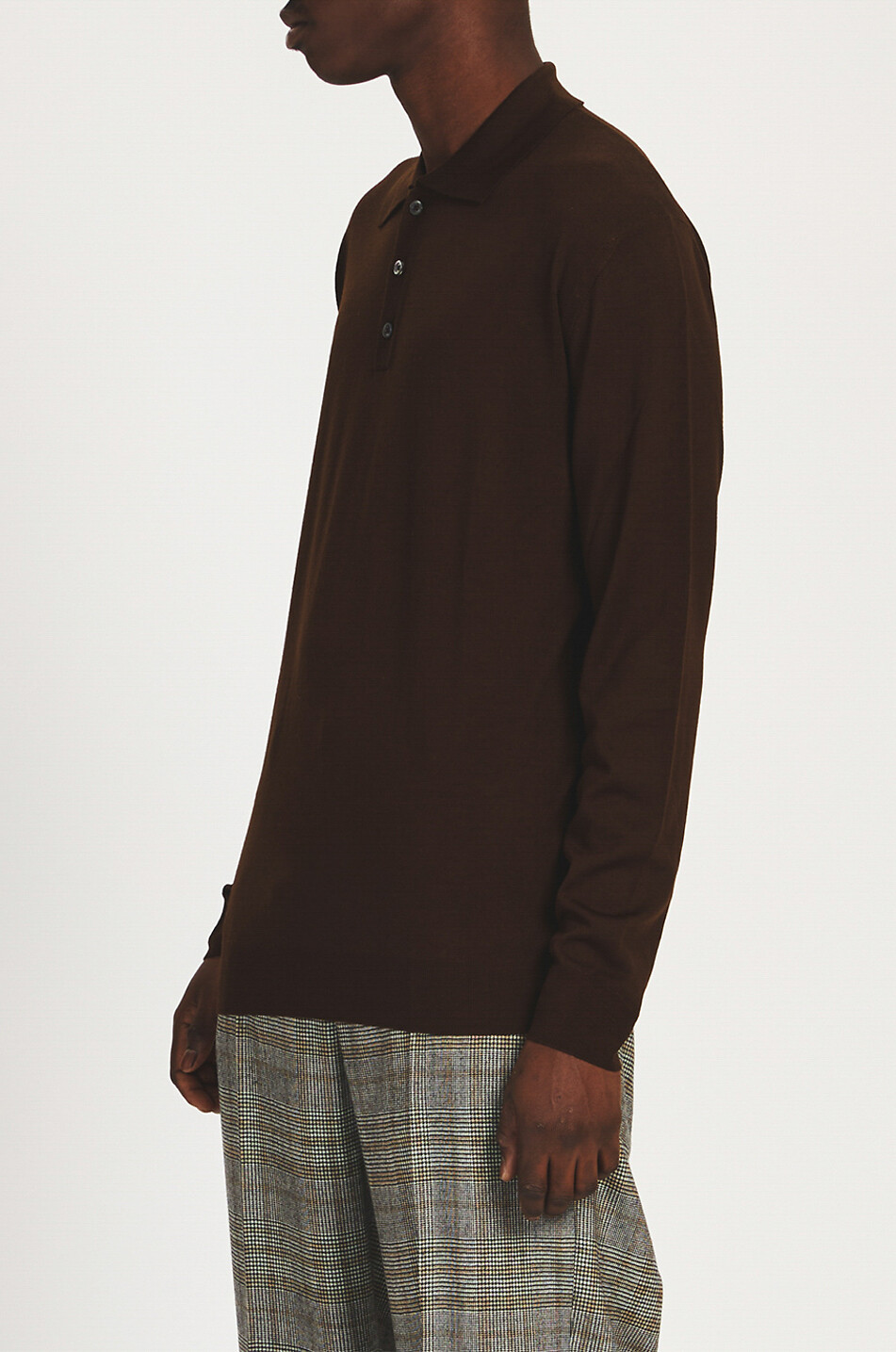 BARENA VENEZIA Feinstrick-Langarm-Polohemd Pevaron Brunal Herren BRAUN 6