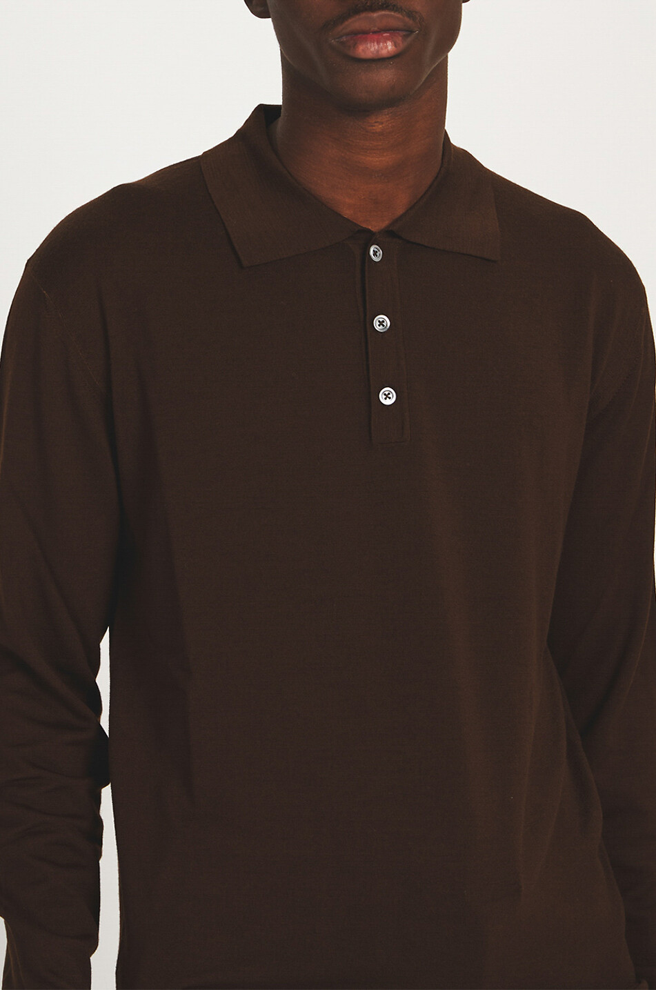 BARENA VENEZIA Feinstrick-Langarm-Polohemd Pevaron Brunal Herren BRAUN 3