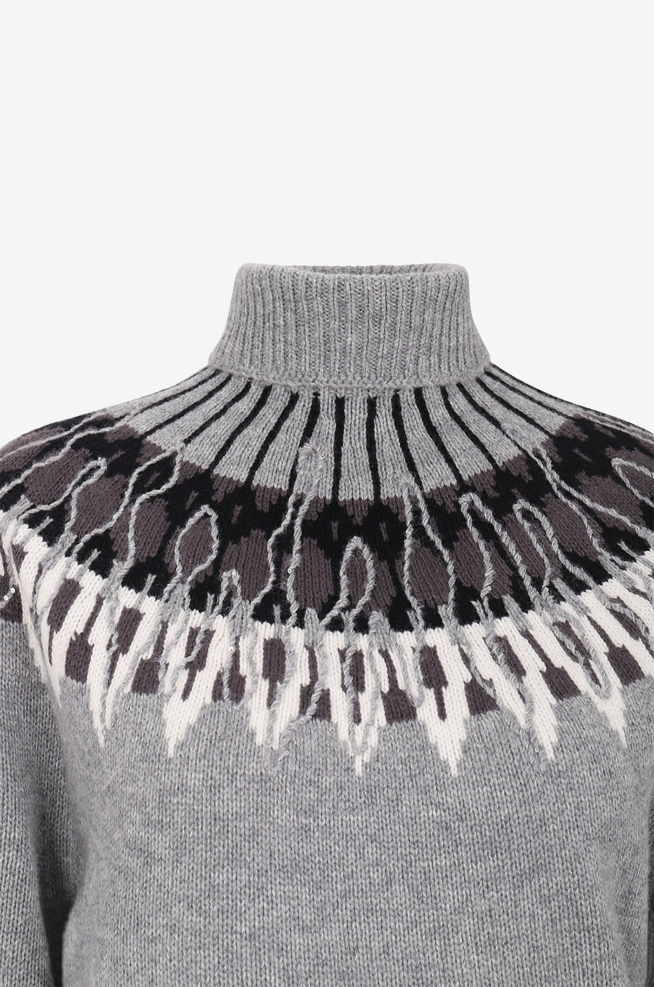 Embroidered chunky jacquard jumper with turtleneck
