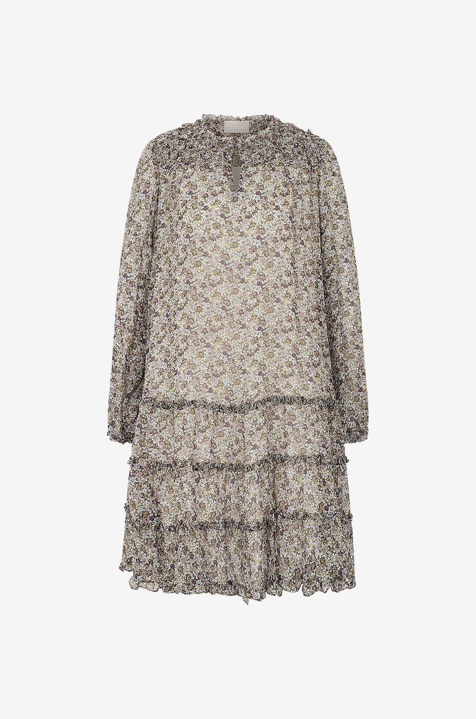 Robe trapèze courte en crêpe fleurie Perla