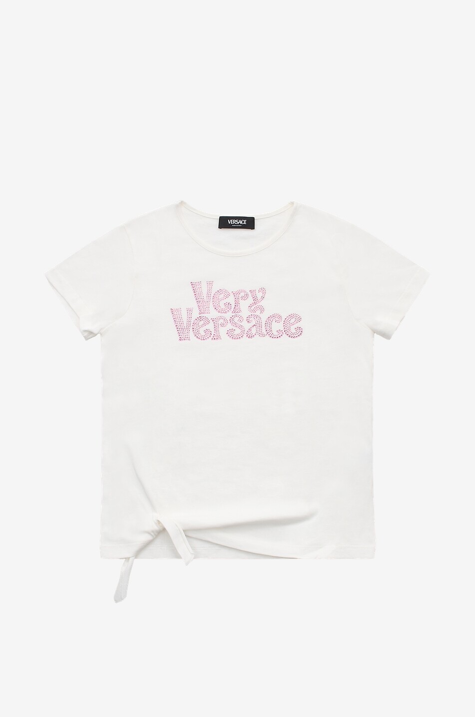 Mädchen-T-Shirt mit Knotdetail und Kristallen Very Versace