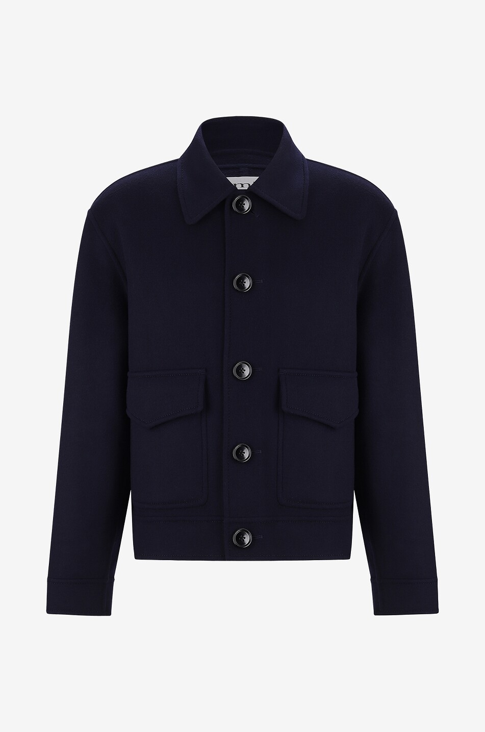 Wool and cashmere blend double-face boxy shirt jacket