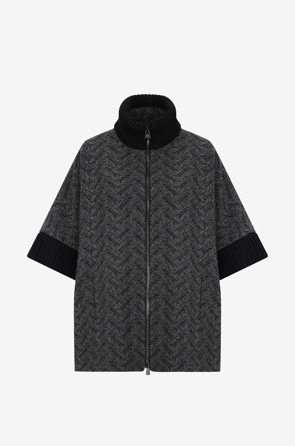 Herringbone virgin wool cape
