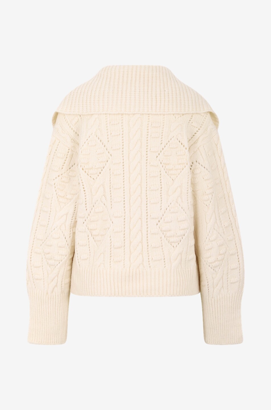 SEA Pull col V en laine à motif Cele Femme BLANC CASSE 2