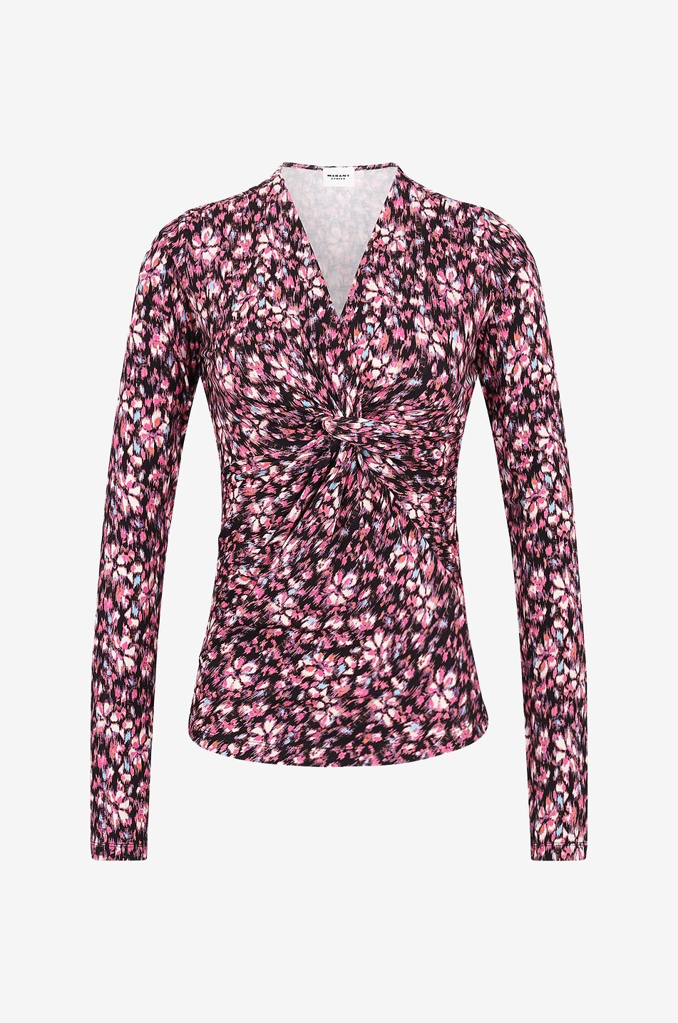 Geblümtes schmales T-Shirt mit Knotdetail Lyss