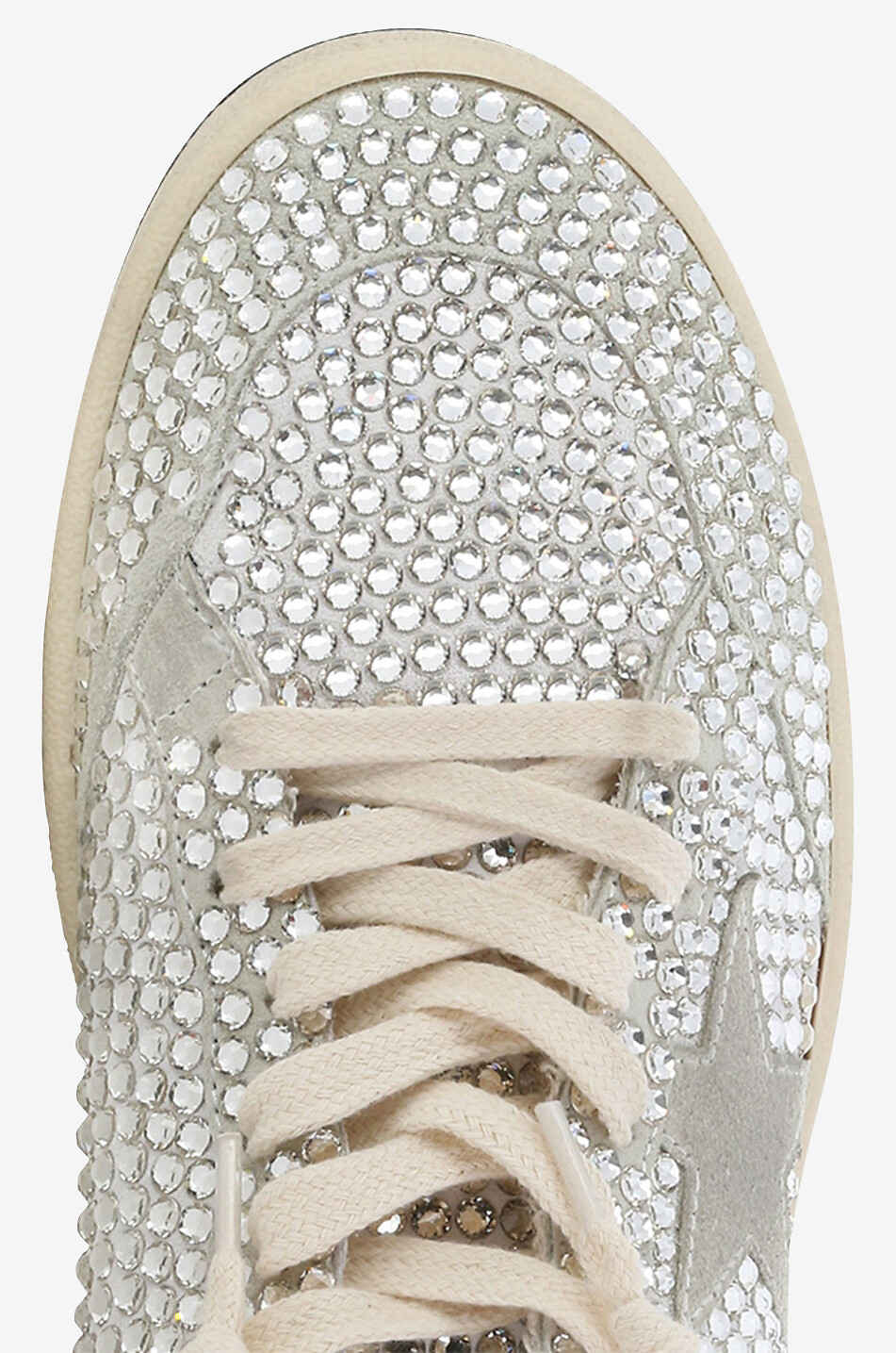 GOLDEN GOOSE Baskets basses à lacets recouvertes de cristaux Ball Star Femme ARGENT 5