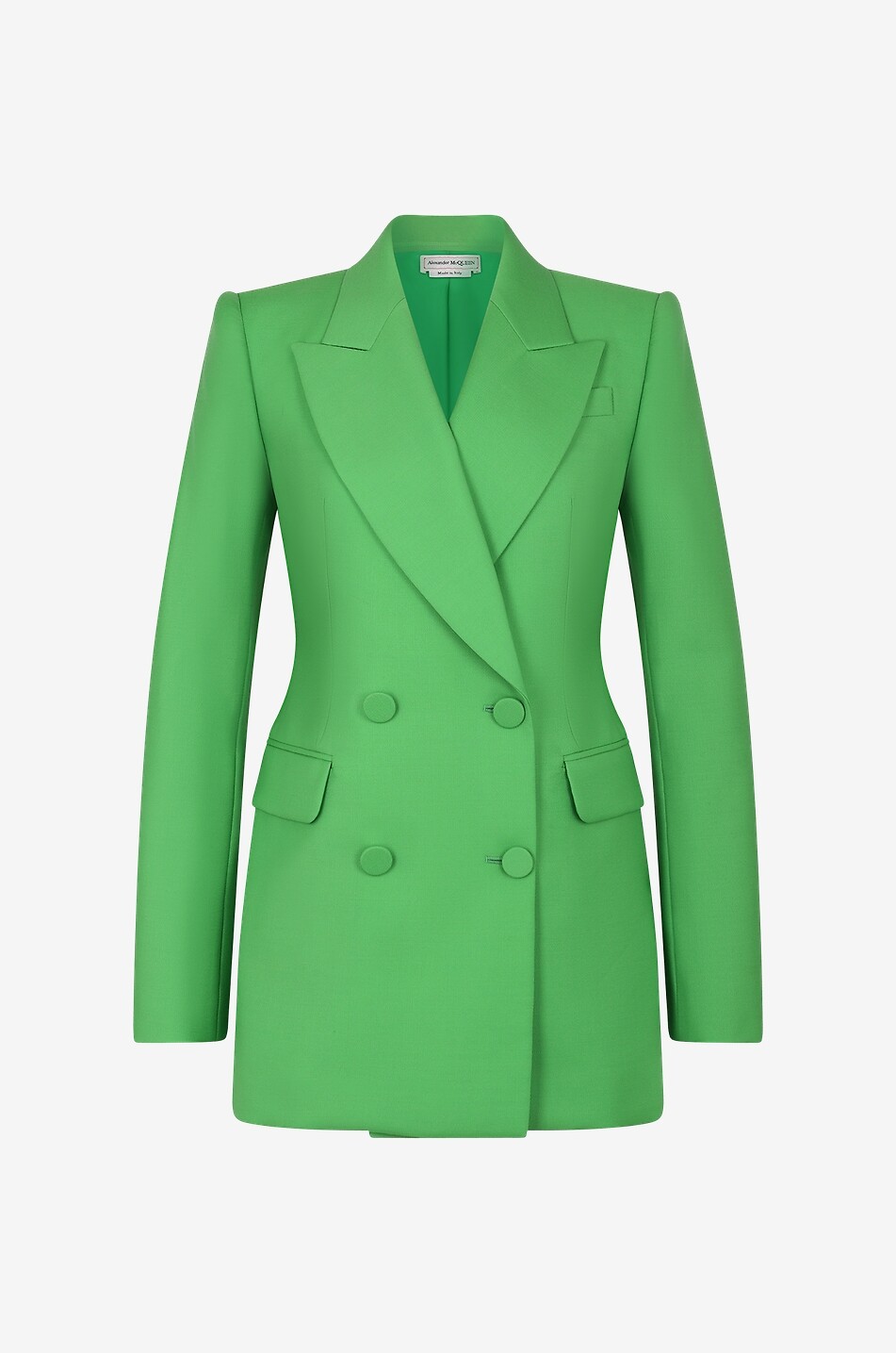 ALEXANDER McQUEEN Blazer en laine et mohair à boutonnage double Femme VERT 1
