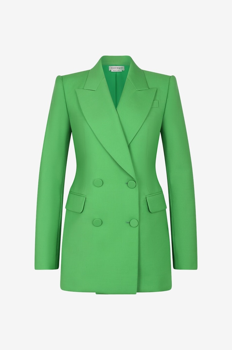 ALEXANDER McQUEEN Blazer en laine et mohair à boutonnage double Femme VERT 1