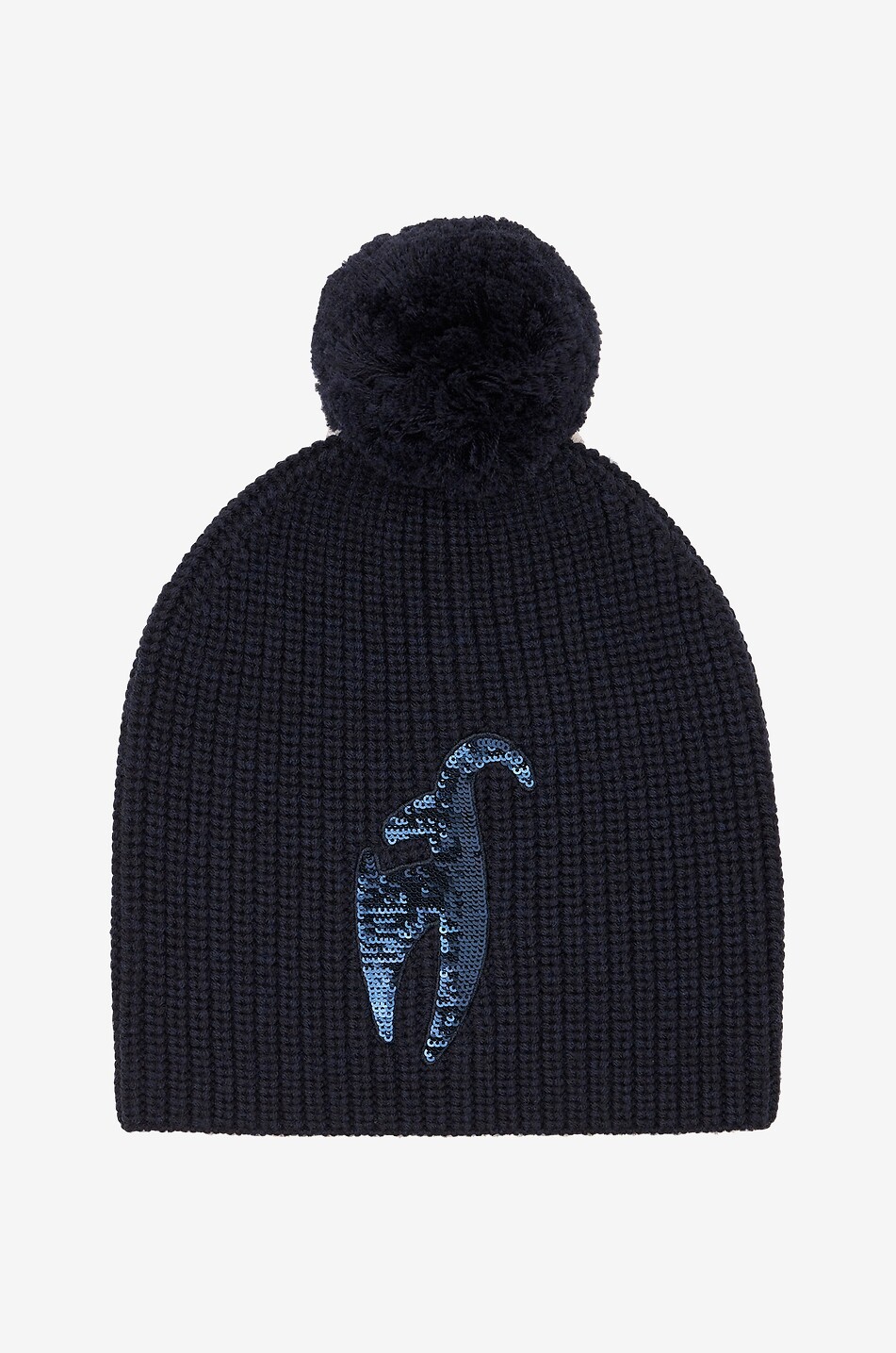 Rose embroidered beanie with pompon