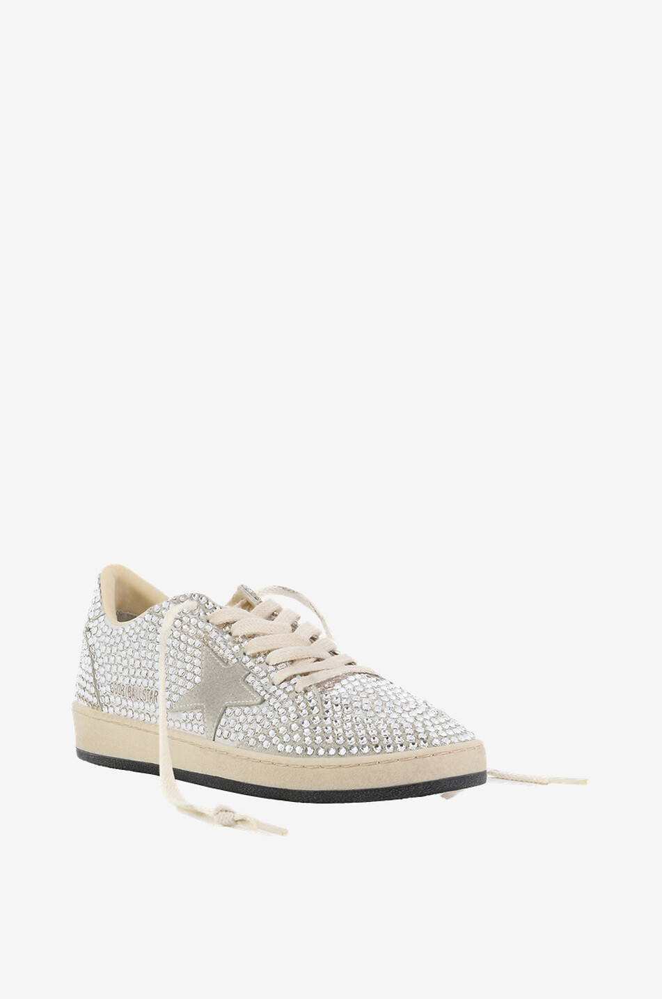 GOLDEN GOOSE Baskets basses à lacets recouvertes de cristaux Ball Star Femme ARGENT 1