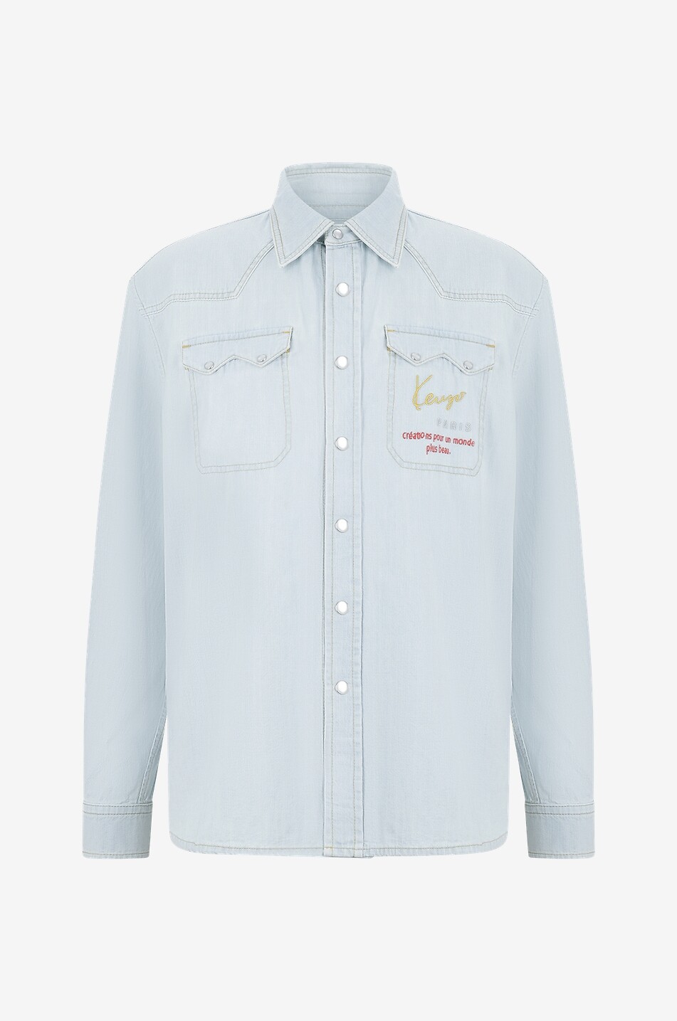 KENZO Chemise en denim brodée Kenzo Signature Homme BLEU 1