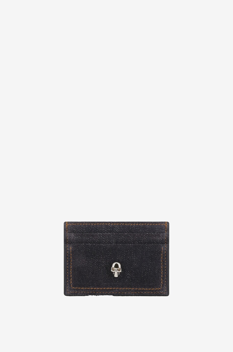 Petit porte-cartes en denim Skull