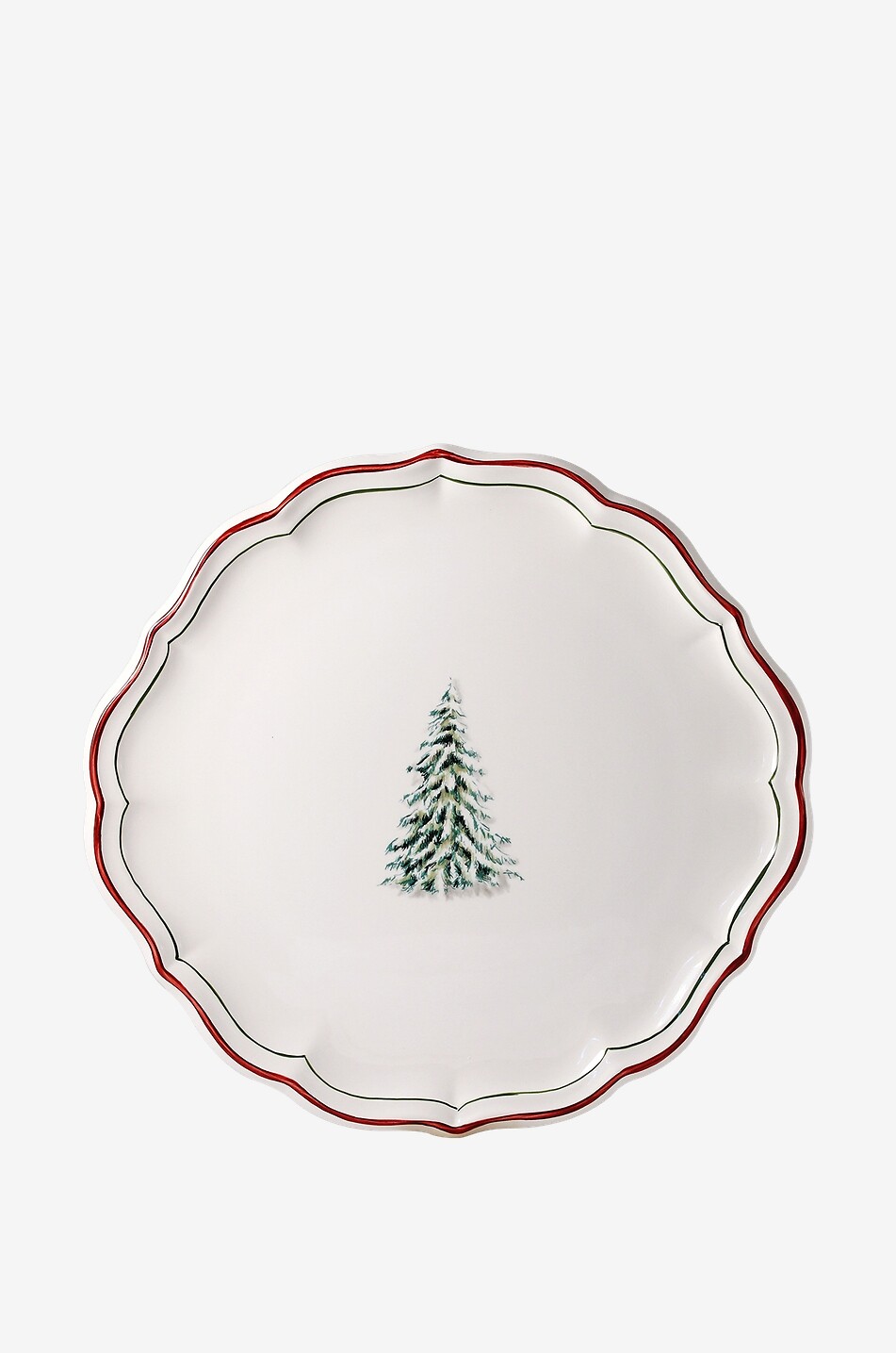 FAIENCERIES DE GIEN Plat à gâteau Filet Noël - 32 cm Maison MULTICOLORE 1